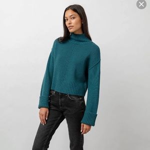 Rails Halle Wool & Cashmere Turtleneck Sweater in Evergreen- Size L